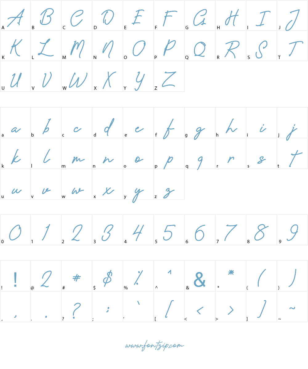 Amanda Signature Font Character